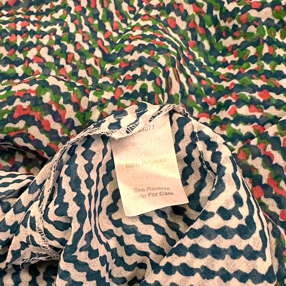 CAbi Sheer Multicolored Dolman Sleeve Top ~ Ties at Waist Ladies Size Small EUC - Picture 8 of 12